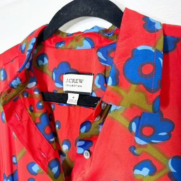 J. Crew Collection Size 4 A-line Shirtdress In Lattice Floral Long Sleeve - Picture 3 of 7